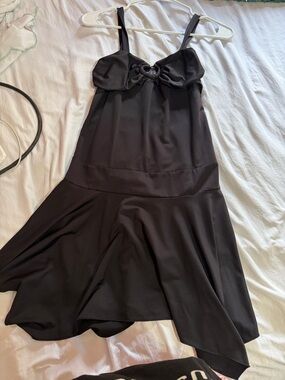 Black Mini Dress with Ring Detail Spaghetti Straps